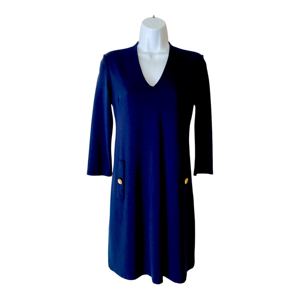 Eliza J Navy Blue Ponte 3/4 Sleeved Dress - Size 2, perfect - Picture 3 of 3